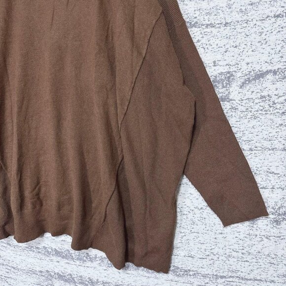 Merilic Oversized Drop Shoulder Knit Sweater Camel Relaxed Fit - Picture 4 of 5